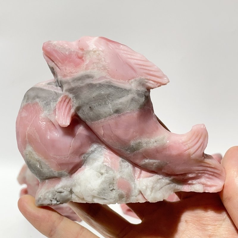 5 Pieces Pink Opal Dolphin Carving - Wholesale Crystals