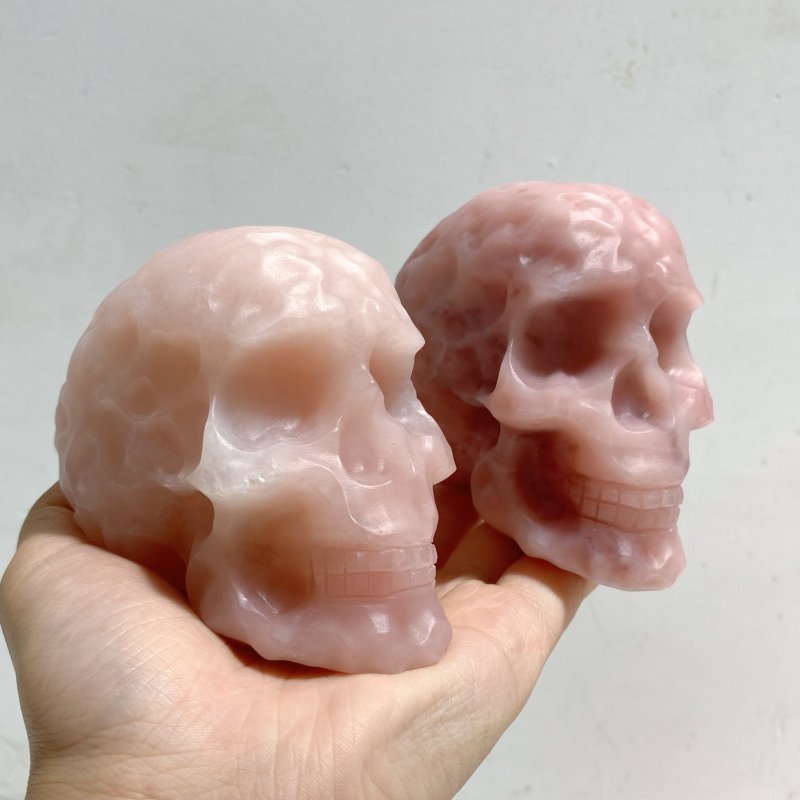 5 Pieces Pink Opal Skull Carving -Wholesale Crystals