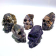 5 Pieces Purple Fluorite Skull Carving - Wholesale Crystals
