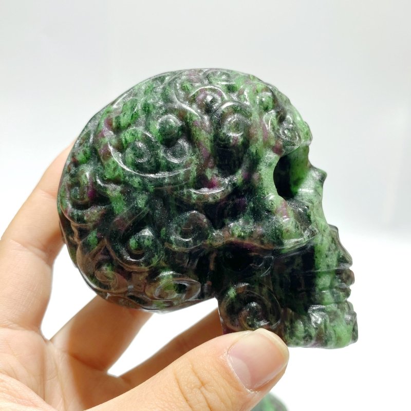 5 Pieces Ruby Zoisite Skull Carving - Wholesale Crystals