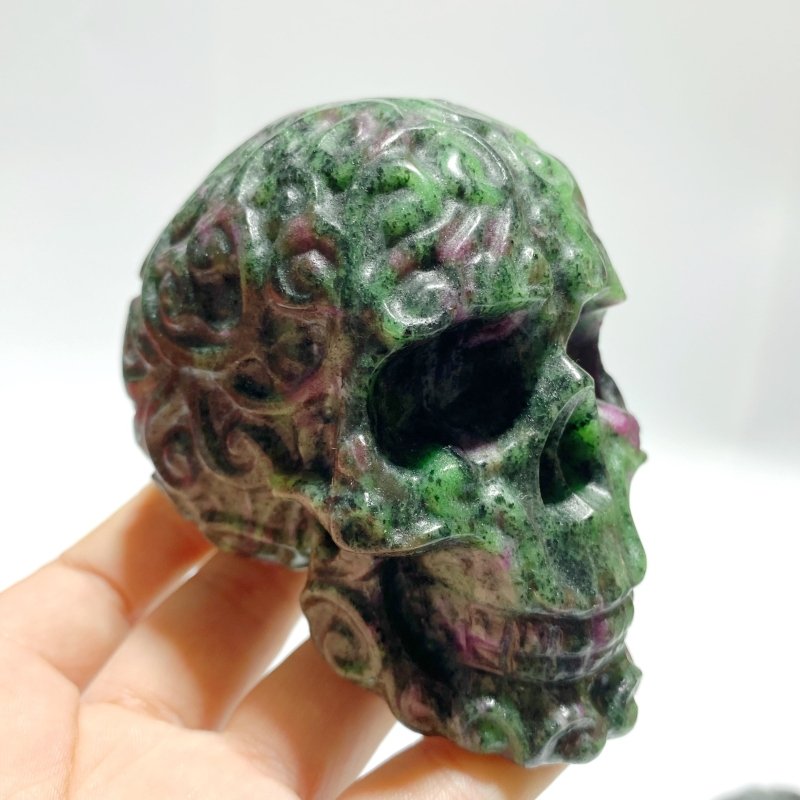 5 Pieces Ruby Zoisite Skull Carving - Wholesale Crystals