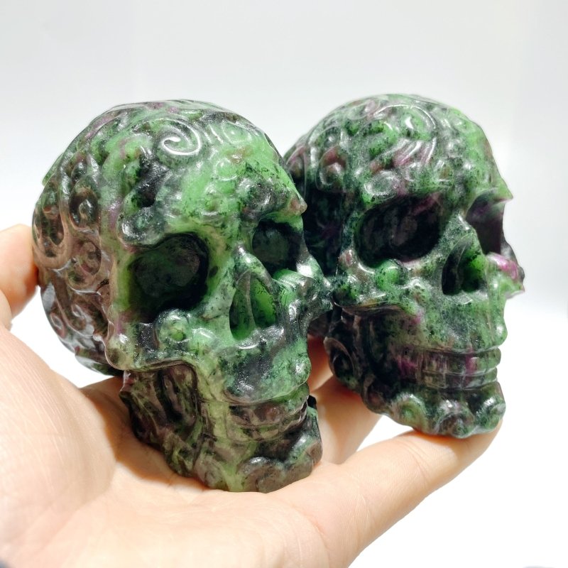 5 Pieces Ruby Zoisite Skull Carving - Wholesale Crystals