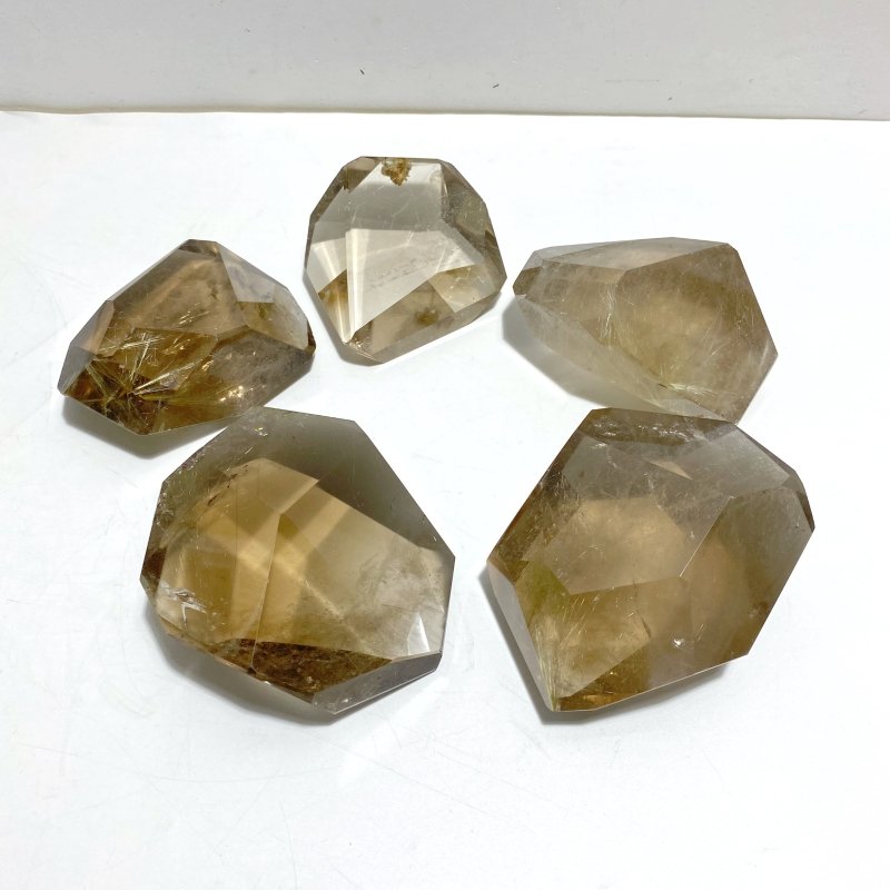 5 Pieces Unique Golden Rutile Quartz Free Form - Wholesale Crystals