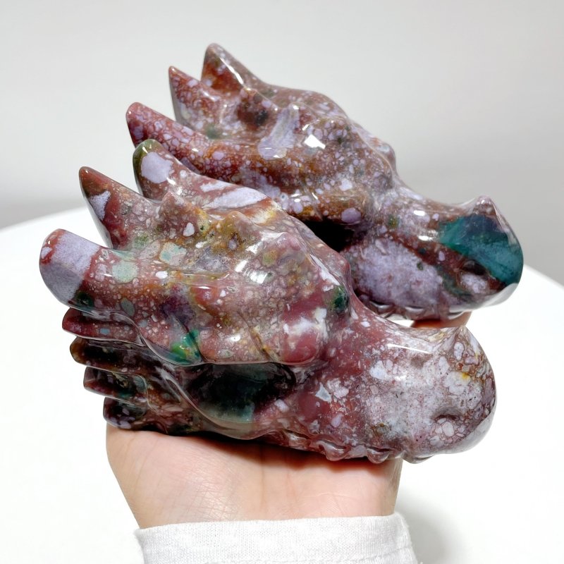 5 Pieces Unique Ocean Jasper Dragon Head Carving - Wholesale Crystals