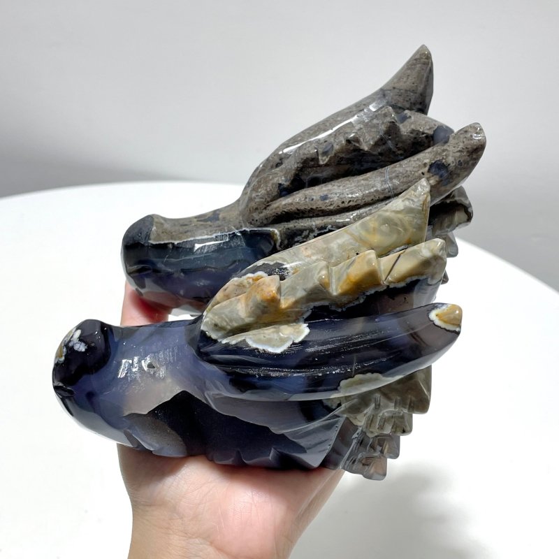 5 Pieces Volcanic Agate Dragon Head Carving(UV - Reactive) - Wholesale Crystals