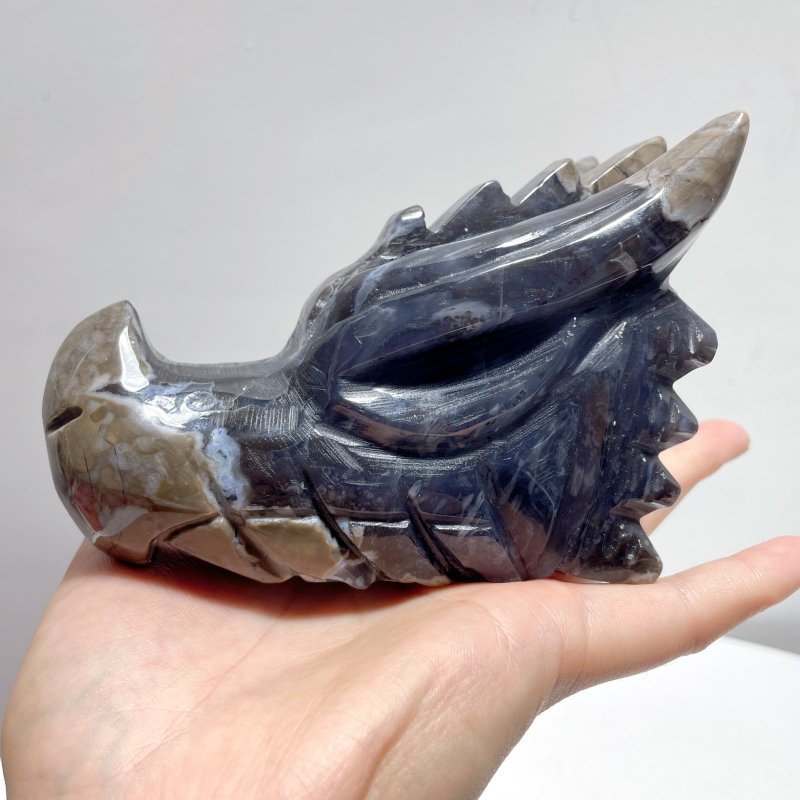 5 Pieces Volcanic Agate Dragon Head Carving(UV - Reactive) - Wholesale Crystals