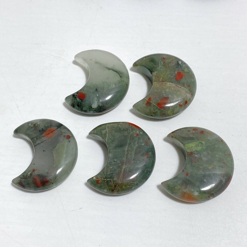 5 Types 3CM Moon Carving Wholesale Africa Blood Stone Blue Sandstone -Wholesale Crystals