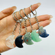5 Types Moon Face Crystal Keychain Carving Wholesale Clear Quartz Black Obsidian -Wholesale Crystals