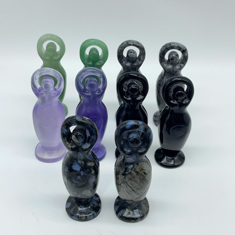 5 Types Spiral Goddess Carving Wholesale Obsidian Fluorite -Wholesale Crystals