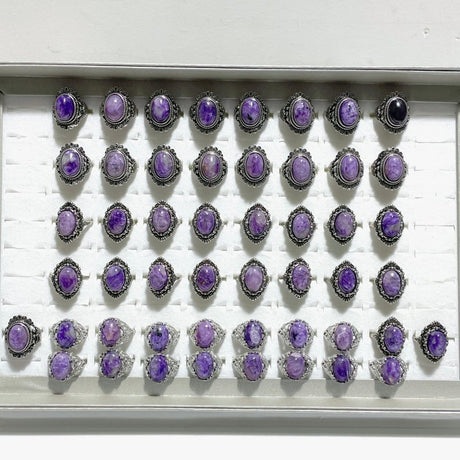 50 Pieces Charoite Different Styles Ring 3 - Wholesale Crystals