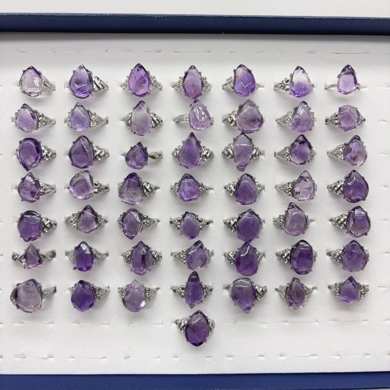 50 Pieces Freeform Amethyst Different Styles Ring -Wholesale Crystals