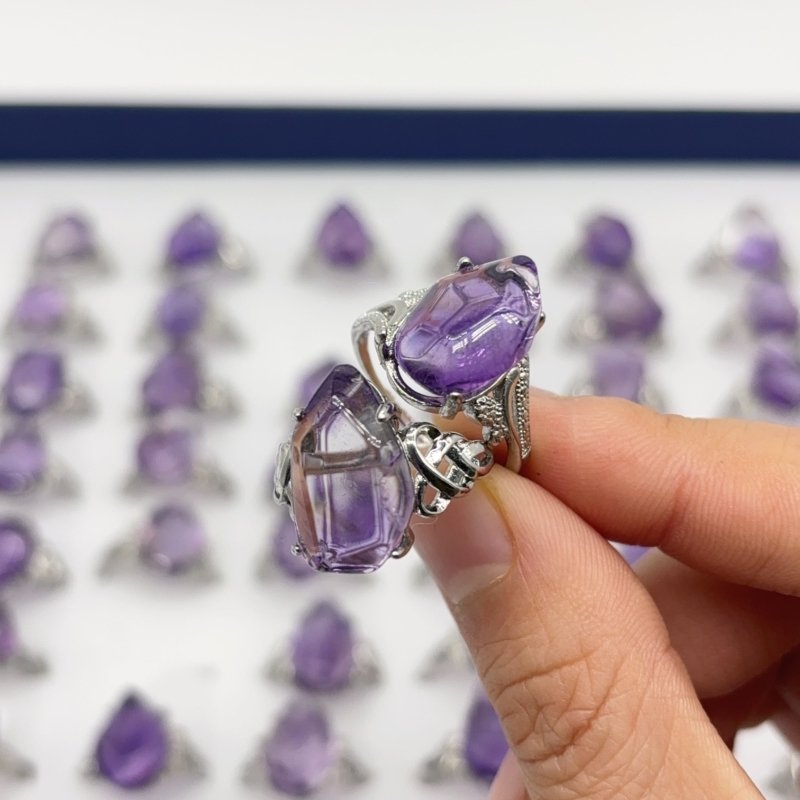 50 Pieces Freeform Amethyst Different Styles Ring -Wholesale Crystals