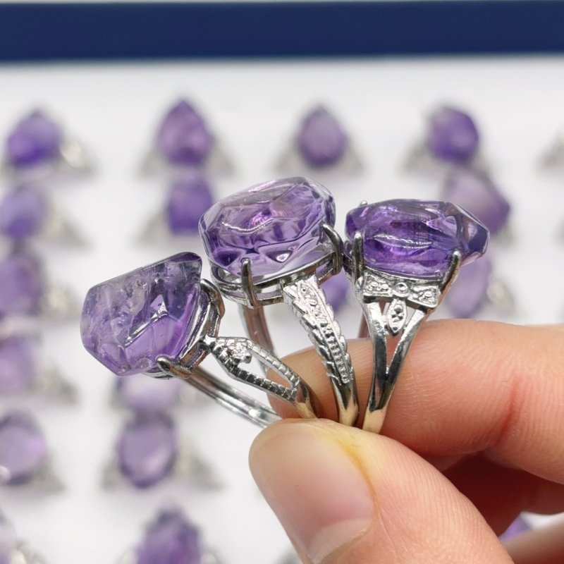 50 Pieces Freeform Amethyst Different Styles Ring -Wholesale Crystals