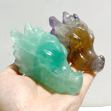 15 Pieces Rainbow Fluorite Dragon Head Carving