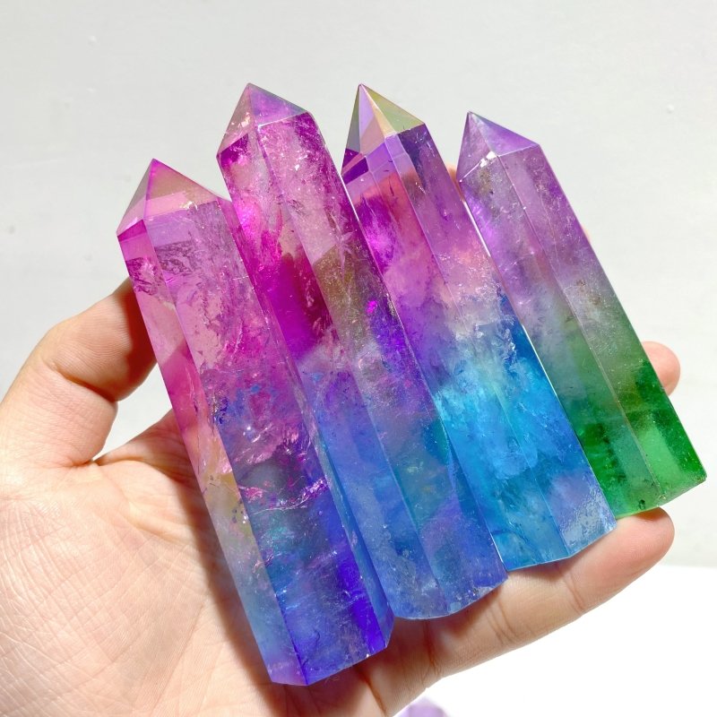 52 Pieces Aura Clear Quartz Point - Wholesale Crystals