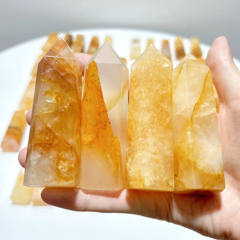 52 Pieces High Quality Fat Golden Hematiod Quartz Tower Points Fire Quartz - Wholesale Crystals