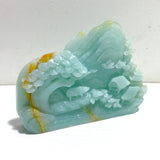2 Pieces Beautiful Caribbean Calcite Landscape Pavilion Carving #10