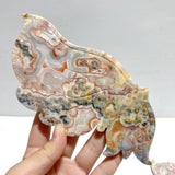 Morocco Agate Butterfly Wing Carving With Stand