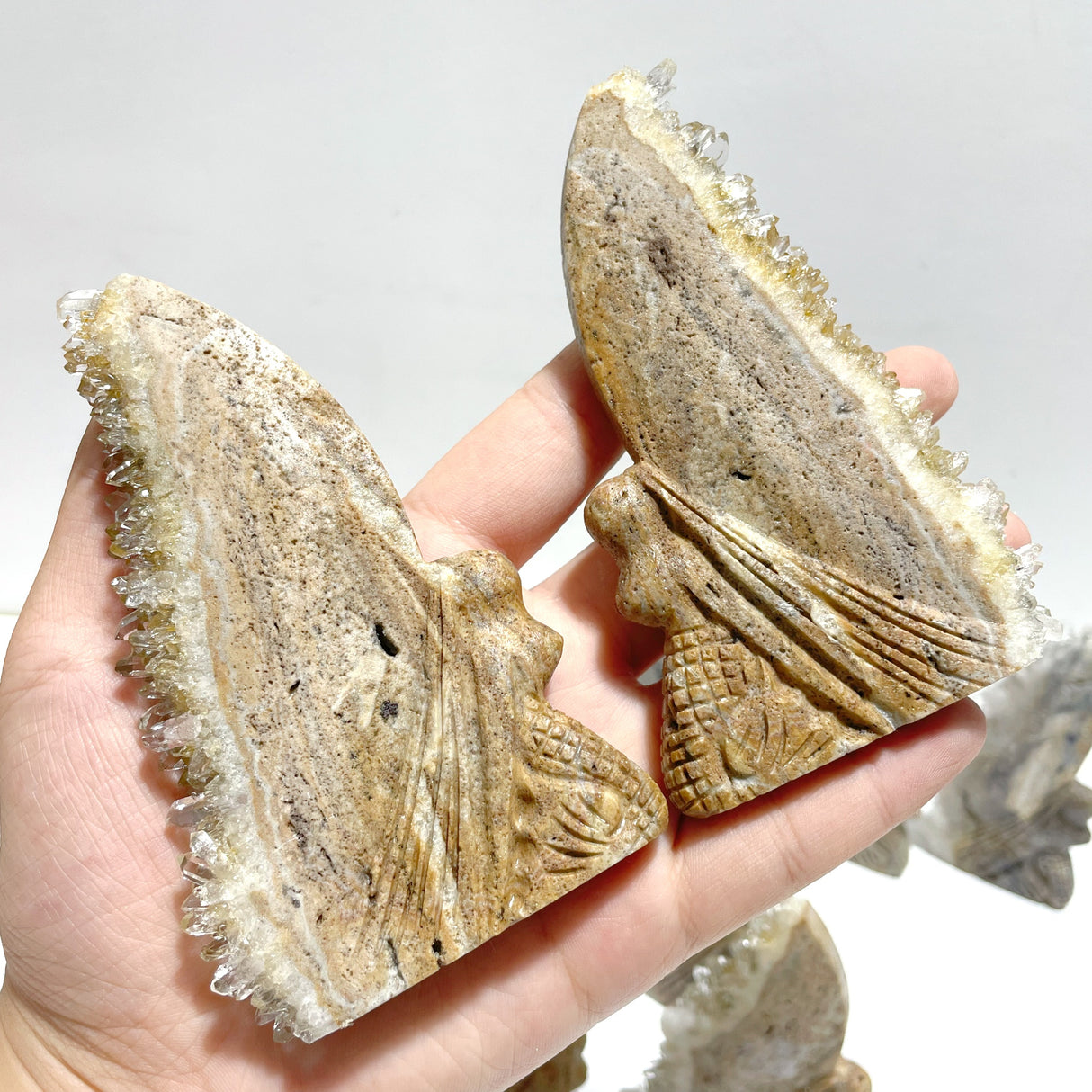 11 Pieces Clear Quartz Cluster Butterfly Fairy Carving