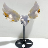 2 Pairs Sakura Flower Agate Heart Wing Carving With Stand