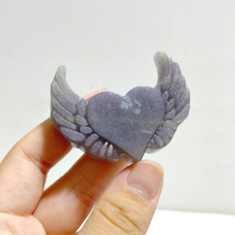 9 Pieces Trolleite Stone Heart Wing Carving Closeout