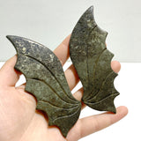 4 Pairs Pyrite Flying Dragon Wing Carving With Stand