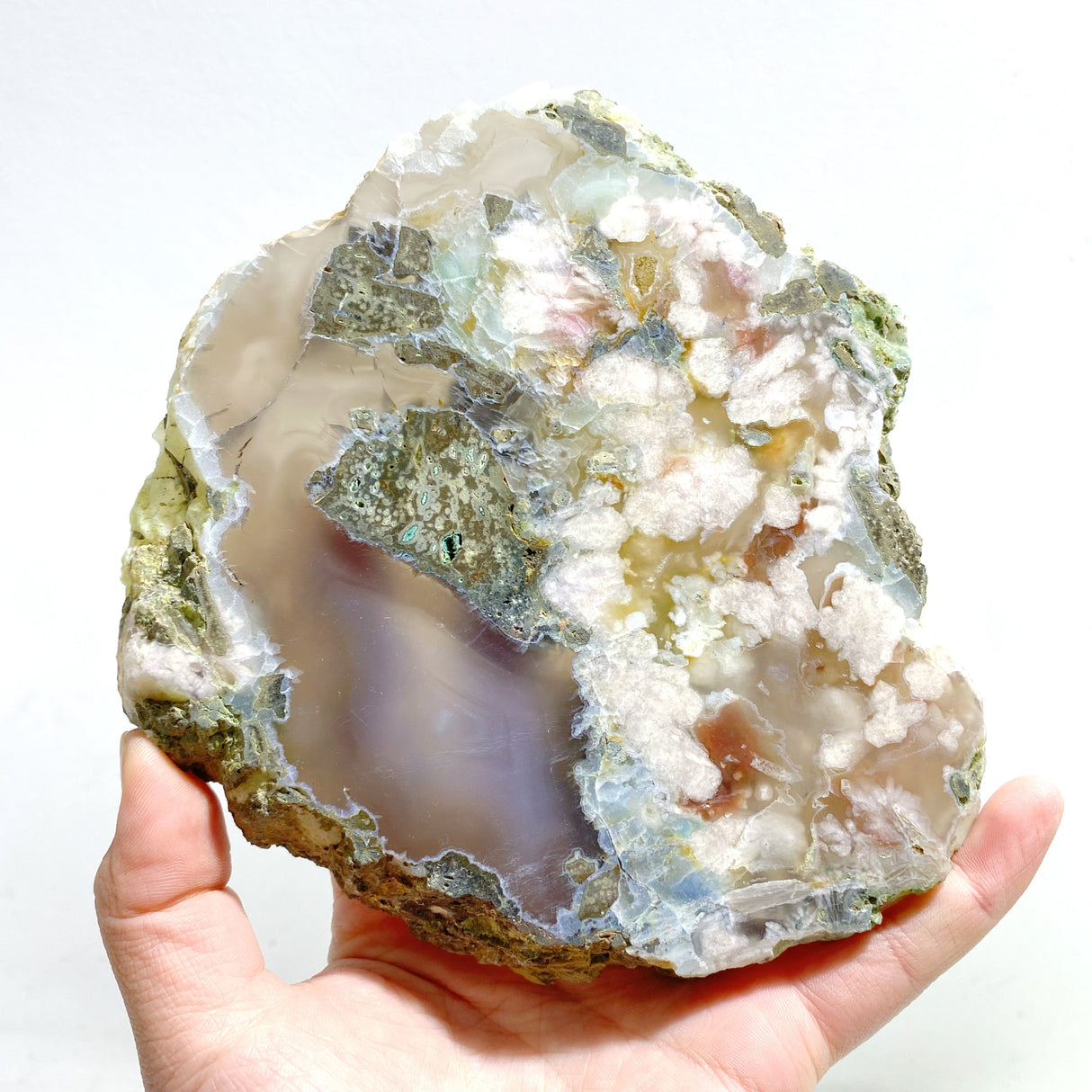 7 Pieces Beautiful Large Green Sakura Flower Agate Slab