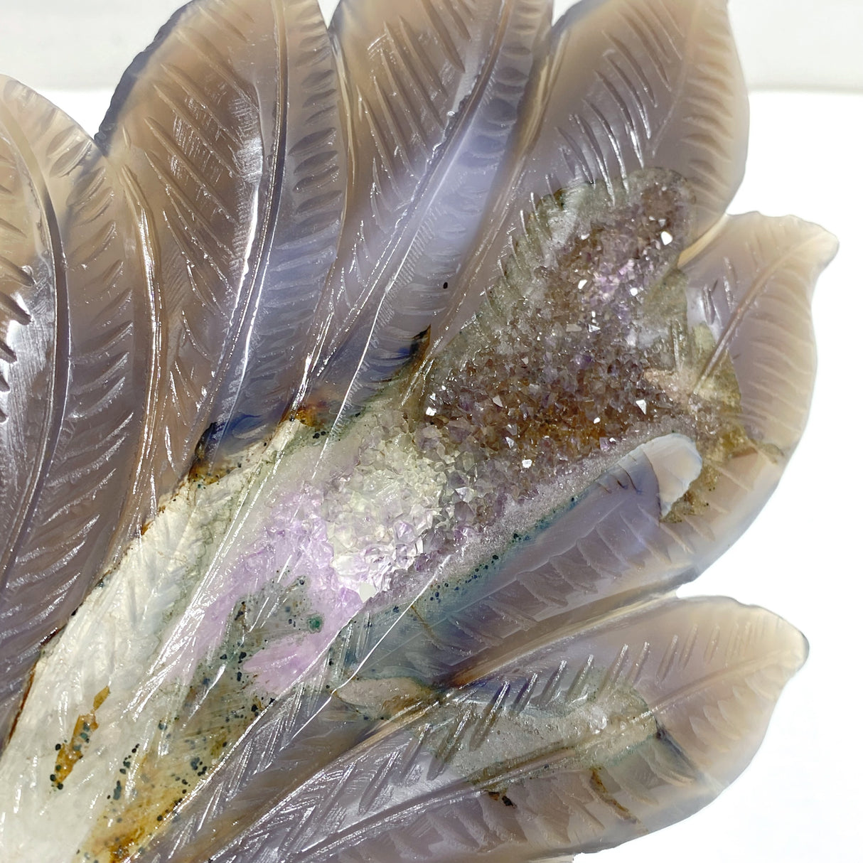 Beautiful Geode Druzy Agate Nine-tailed Fox Carving #8