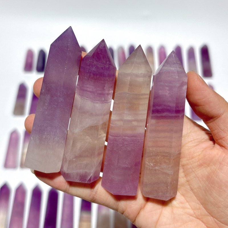 58 Pieces Purple Fluorite Points -Wholesale Crystals