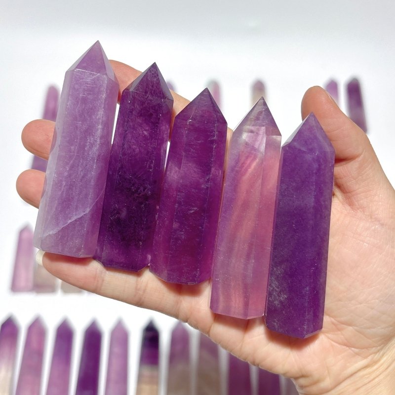 58 Pieces Purple Fluorite Points -Wholesale Crystals