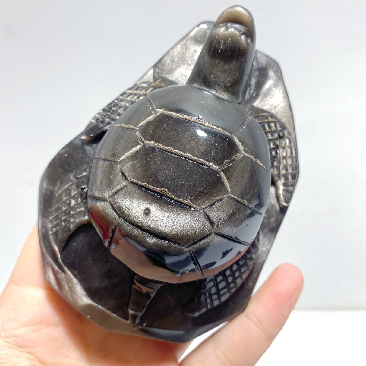 8 Pieces Silver Sheen Obsidian Animals Carving