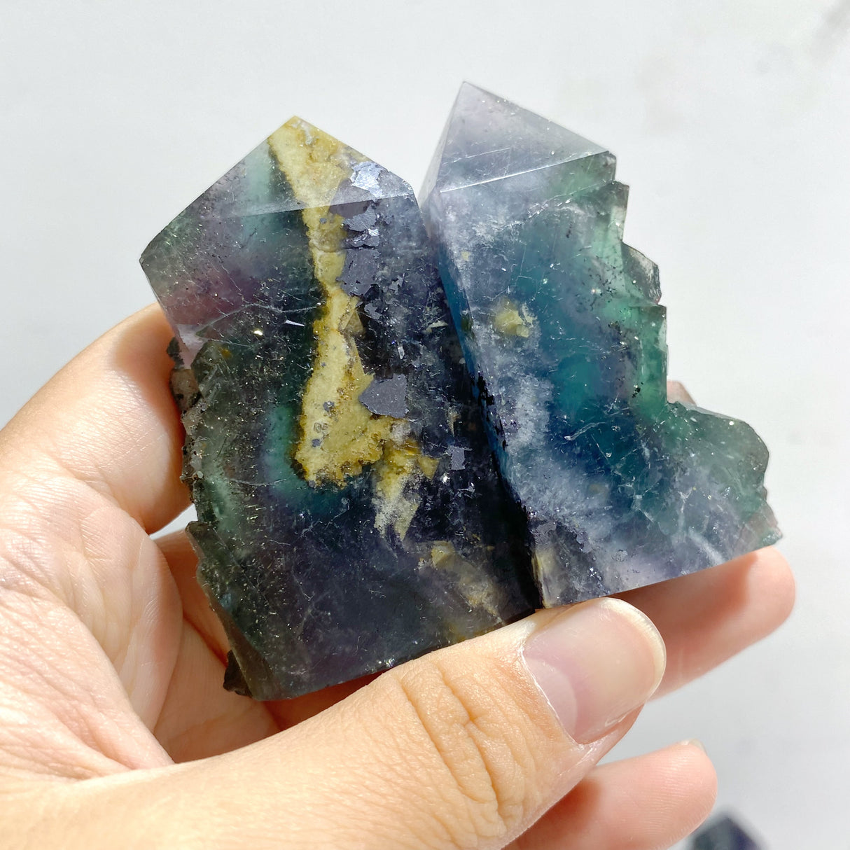 33 Pieces Blue Fluorite Mixed Pyrite Raw Side Tower