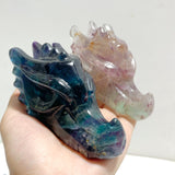 13 Pieces Rainbow Fluorite Dragon Head Carving