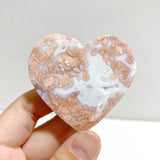 Pink Agate Heart Wing Carving With Stand