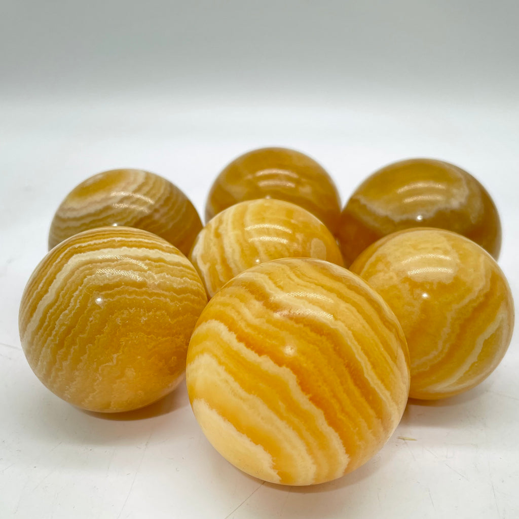 1.3-1.7inch Yellow Calcite Stripe Spheres Wholesale -Wholesale Crystals