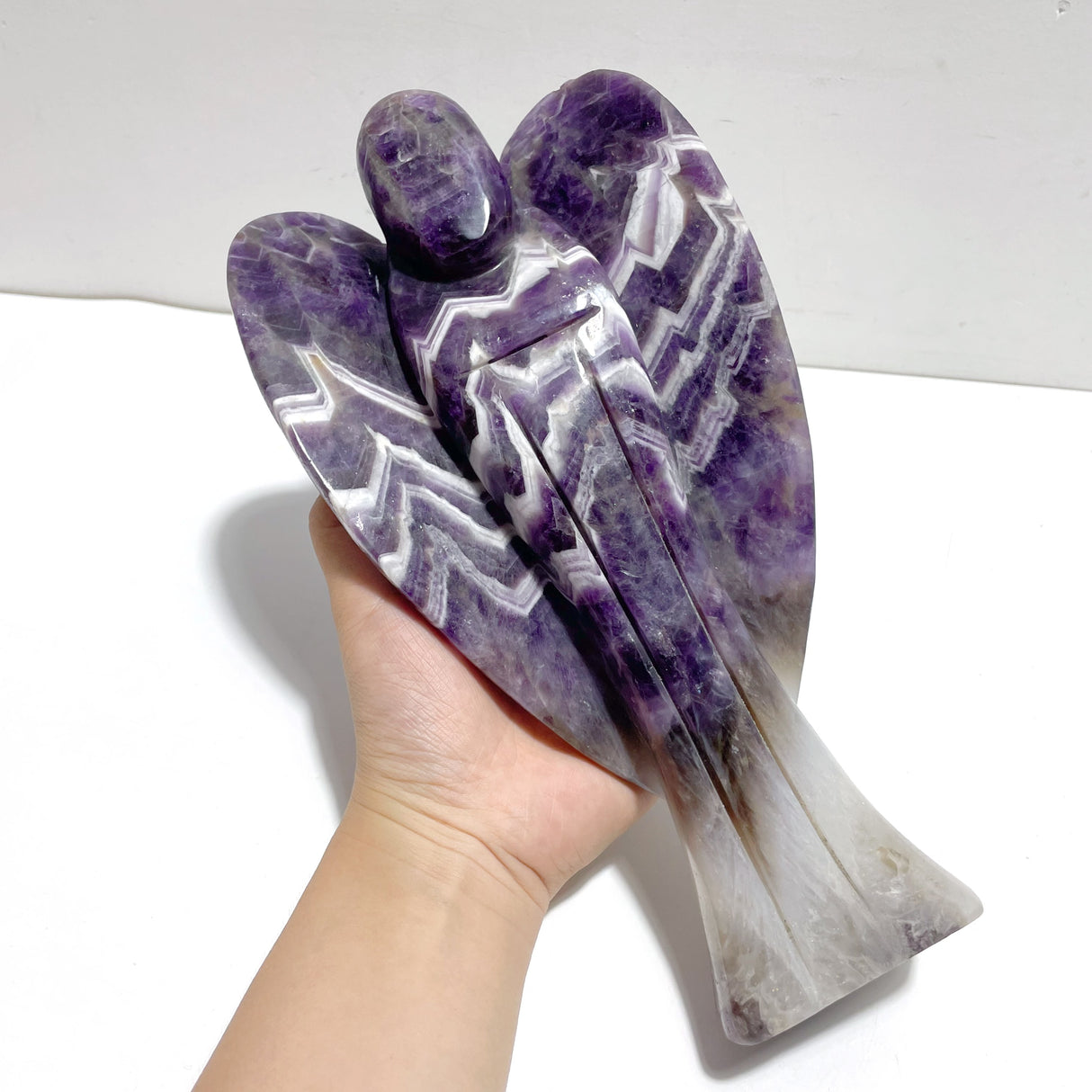 2 Pieces Large Chevron Amethyst Angel Carving