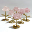 6 Pairs Beautiful Rose Quartz Flower Carving With Stand - Wholesale Crystals