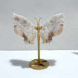 6 Pairs Beautiful Sakura Flower Agate Butterfly Wing Carving With Stand - Wholesale Crystals