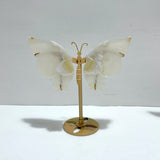 6 Pairs Beautiful Sakura Flower Agate Butterfly Wing Carving With Stand - Wholesale Crystals