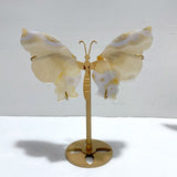 6 Pairs Beautiful Sakura Flower Agate Butterfly Wing Carving With Stand - Wholesale Crystals