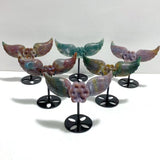 6 Pairs Ocean Jasper Cat Paw Wing Carving With Stand - Wholesale Crystals
