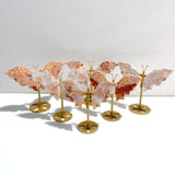 6 Pairs Pink Agate Butterfly Wing Carving With Stand -Wholesale Crystals