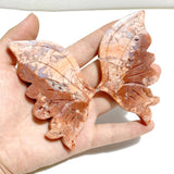 6 Pairs Pink Agate Butterfly Wing Carving With Stand -Wholesale Crystals