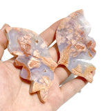 6 Pairs Pink Agate Butterfly Wing Carving With Stand -Wholesale Crystals