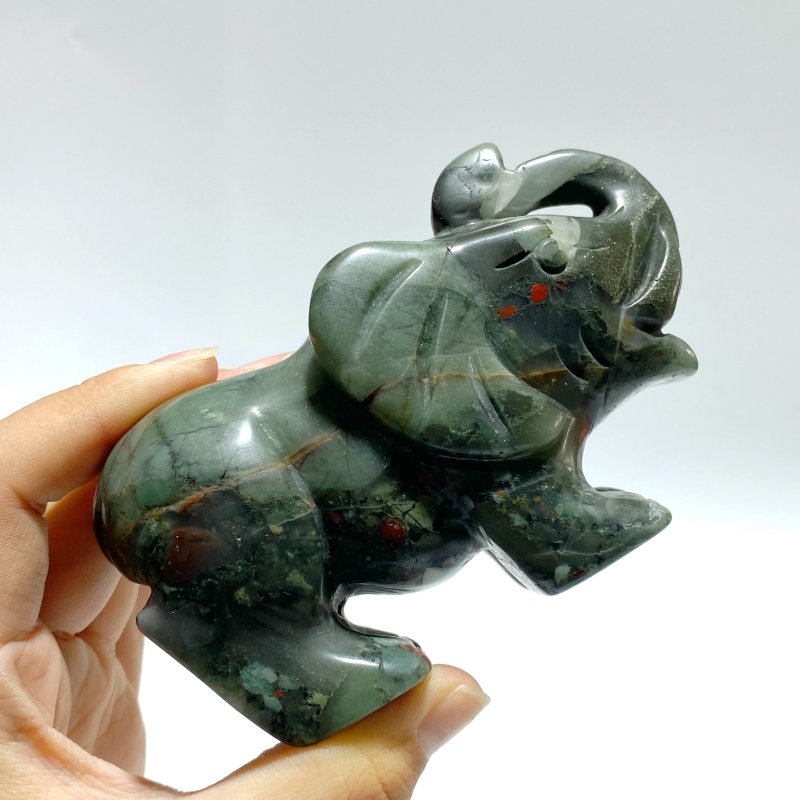 6 Pieces Africa Blood Stone Elephant Carving - Wholesale Crystals