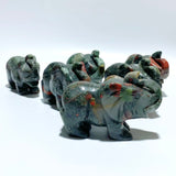 6 Pieces Africa Blood Stone Elephant Carving - Wholesale Crystals