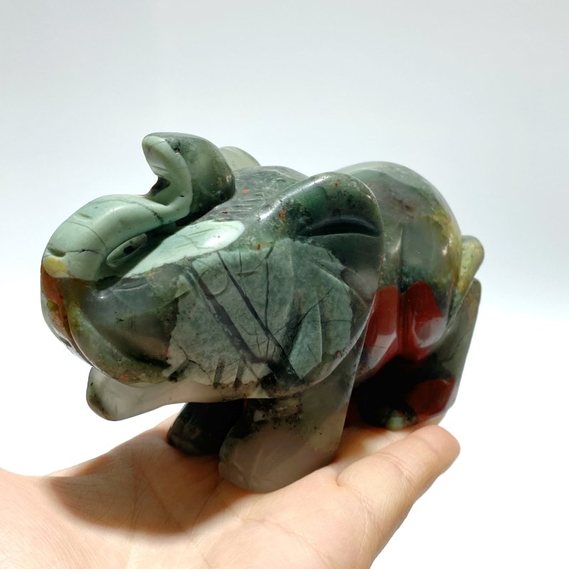 6 Pieces Africa Blood Stone Elephant Carving - Wholesale Crystals