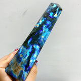 6 Pieces Beautiful Flash Labradorite Four - sided Tower Point - Wholesale Crystals