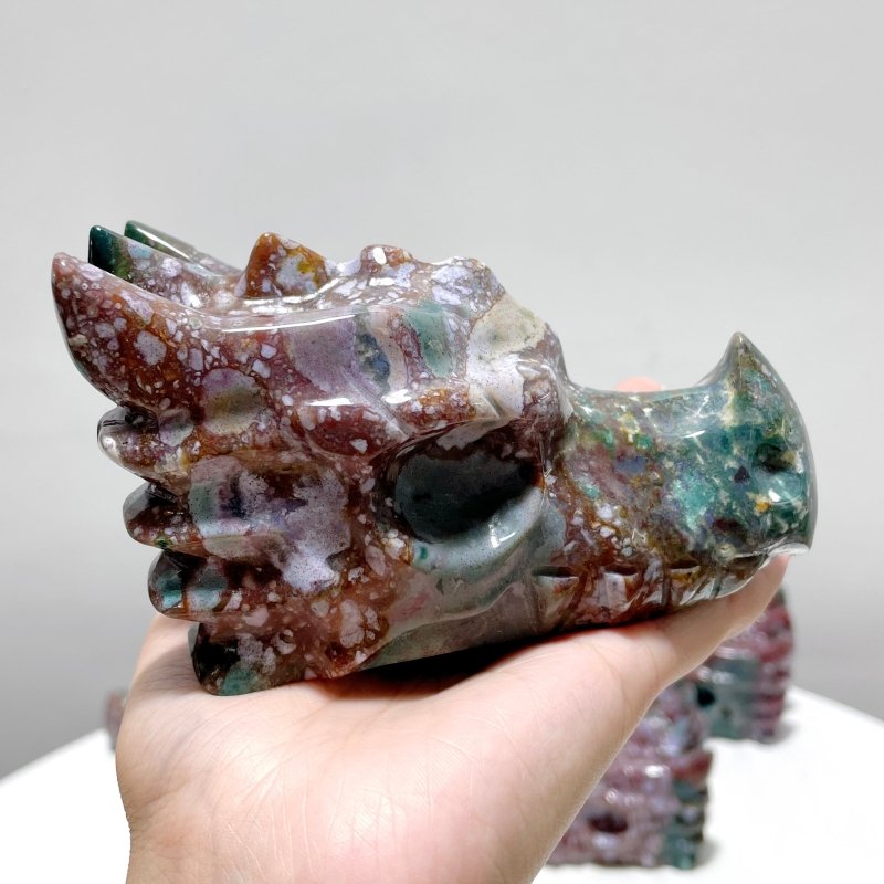 6 Pieces Beautiful Ocean Jasper Dragon Head Carving - Wholesale Crystals