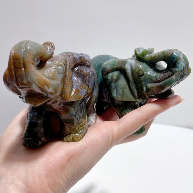 6 Pieces Beautiful Ocean Jasper Elephant Carving - Wholesale Crystals